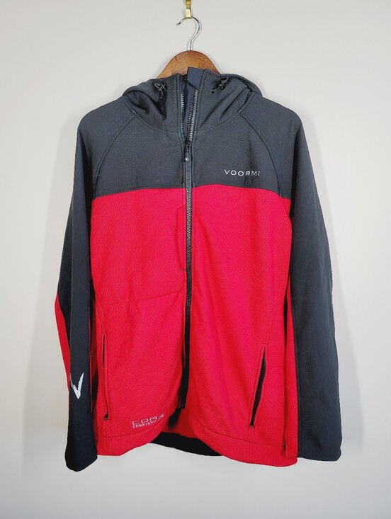 Voormi Jackets & Blazers - Voormi Red & Black Hooded CORE CONSTRUCTION Zip Jacket, Size Large